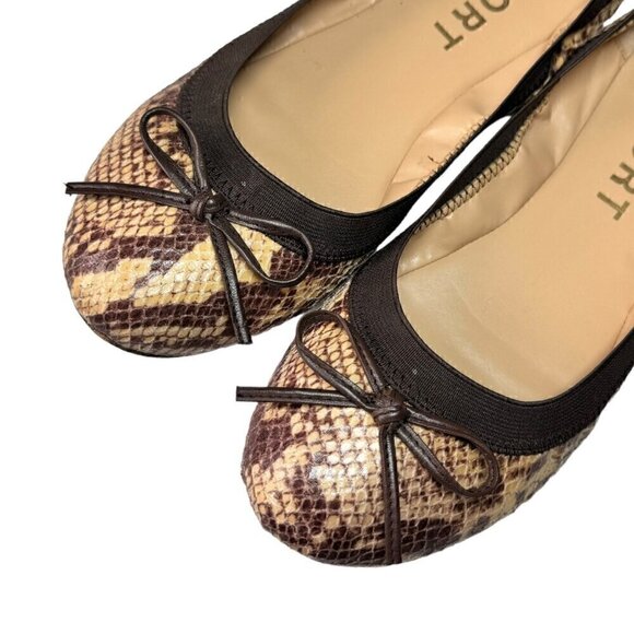 Report Brown Snake Print Leather Ballet Flats Women's Sz. 10 Animal Print - Picture 5 of 12